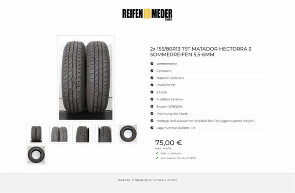 2x 155/80R13 79T MATADOR HECTORRA 3 SOMMERREIFEN 5,5-6MM #1Z3G – Bild 7