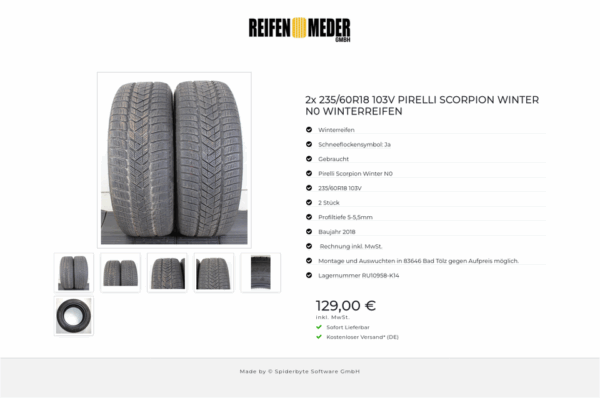 2x 235/60R18 103V PIRELLI SCORPION WINTER N0 WINTERREIFEN #1TJS – Bild 7