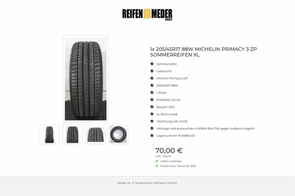 1x 205/45R17 88W MICHELIN PRIMACY 3 ZP SOMMERREIFEN XL #1SMX – Bild 5
