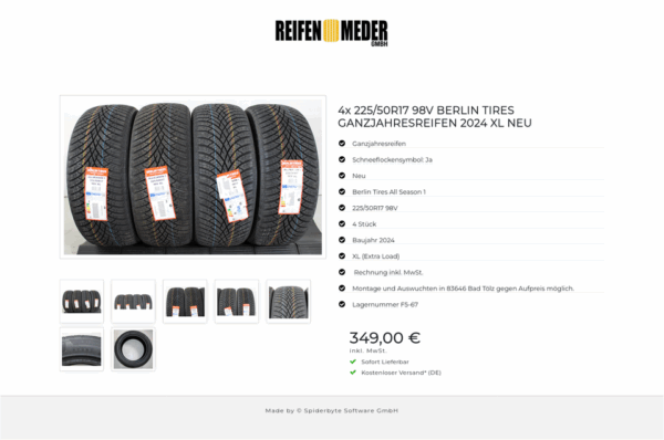 4x 225/50R17 98V BERLIN TIRES GANZJAHRESREIFEN 2024 XL NEU #1QDK – Bild 8