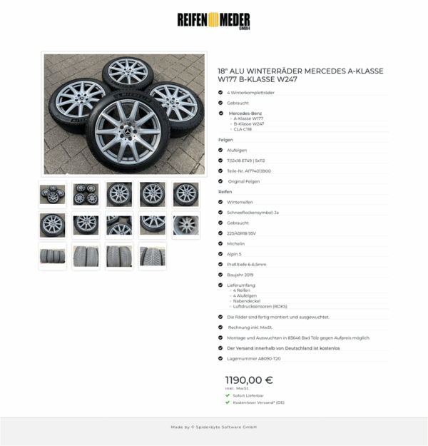18" ALU WINTERRÄDER MERCEDES A-KLASSE W177 B-KLASSE W247 #1M3L – Bild 15