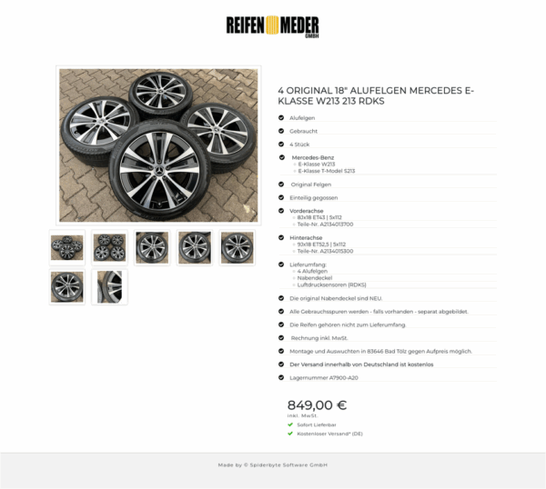 4 ORIGINAL 18" ALUFELGEN MERCEDES E-KLASSE W213 213 RDKS #1RLV – Bild 8