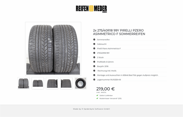 2x 275/40R18 99Y PIRELLI PZERO ASIMMETRICO F SOMMERREIFEN #1PGH – Bild 6