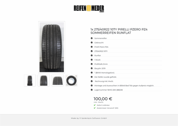 1x 275/40R22 107Y PIRELLI PZERO PZ4 SOMMERREIFEN RUNFLAT #11AW – Bild 5