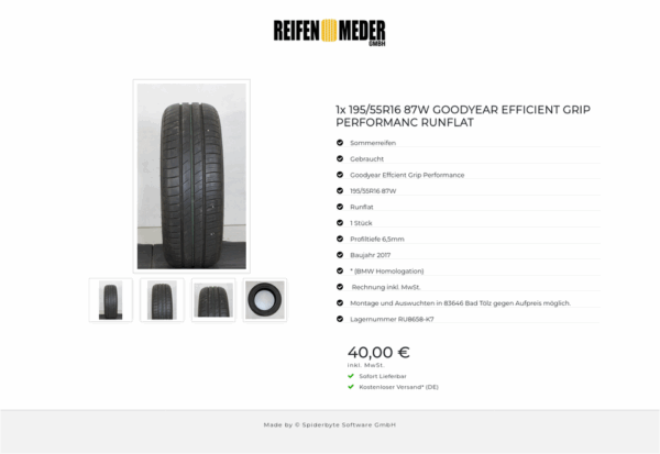 1x 195/55R16 87W GOODYEAR EFFICIENT GRIP PERFORMANC RUNFLAT #1IBH – Bild 5