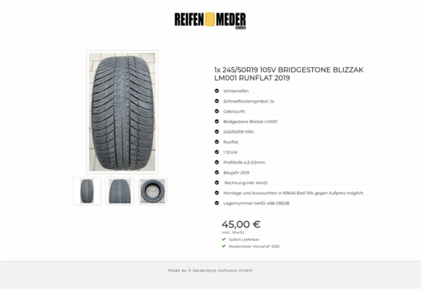 1x 245/50R19 105V BRIDGESTONE BLIZZAK LM001 RUNFLAT 2019 #12VK – Bild 4
