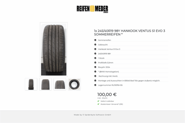 1x 245/40R19 98Y HANKOOK VENTUS S1 EVO 3 SOMMERREIFEN * #1Z0R – Bild 5