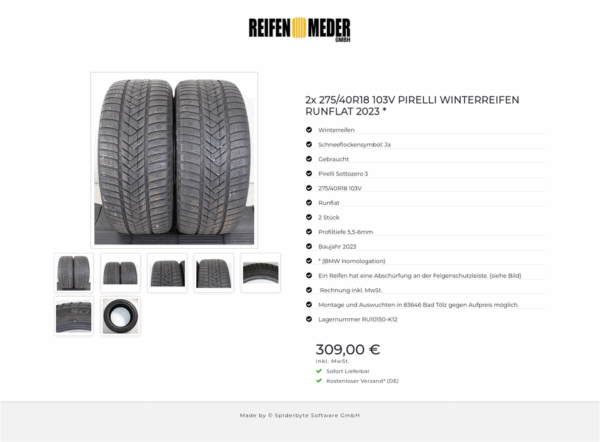 2x 275/40R18 103V PIRELLI WINTERREIFEN RUNFLAT 2023 * #1P0H – Bild 8