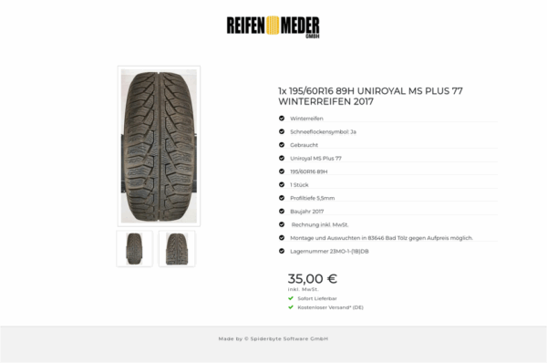 1x 195/60R16 89H UNIROYAL MS PLUS 77 WINTERREIFEN 2017 #12OI – Bild 3