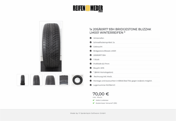 1x 205/60R17 93H BRIDGESTONE BLIZZAK LM001 WINTERREIFEN * #1XXE – Bild 6