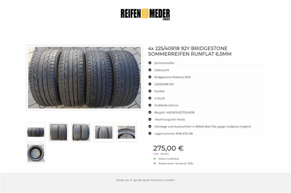 4x 225/40R18 92Y BRIDGESTONE SOMMERREIFEN RUNFLAT 6,5MM #1747 – Bild 7