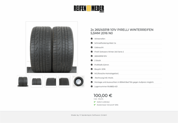 2x 265/45R18 101V PIRELLI WINTERREIFEN 5,5MM 2016 N0 #1AYJ – Bild 6