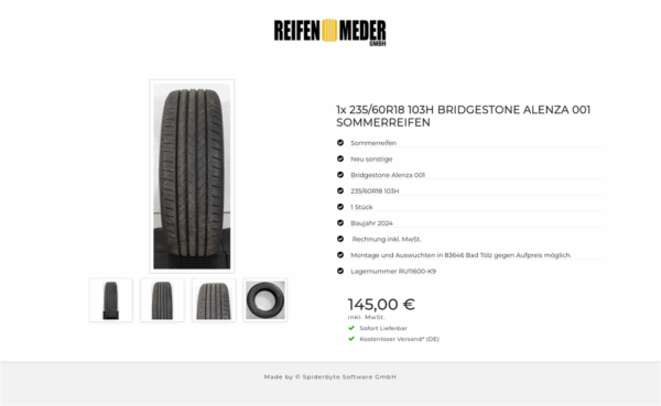 1x 235/60R18 103H BRIDGESTONE ALENZA 001 SOMMERREIFEN #1XBC – Bild 5