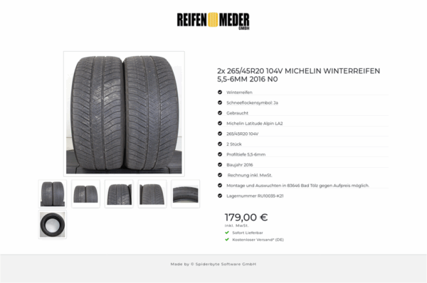 2x 265/45R20 104V MICHELIN WINTERREIFEN 5,5-6MM 2016 N0 #1ONA – Bild 7