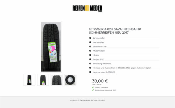 1x 175/65R14 82H SAVA INTENSA HP SOMMERREIFEN NEU 2017 #1MPP – Bild 5