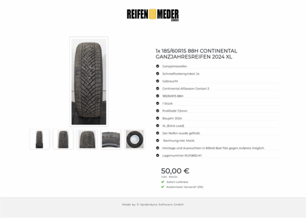 1x 185/60R15 88H CONTINENTAL GANZJAHRESREIFEN 2024 XL #1T2L – Bild 6