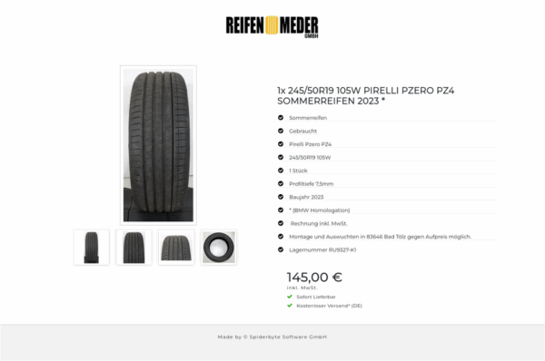 1x 245/50R19 105W PIRELLI PZERO PZ4 SOMMERREIFEN 2023 * #1MLB – Bild 5