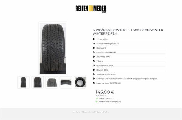 1x 285/40R21 109V PIRELLI SCORPION WINTER WINTERREIFEN #1QLP – Bild 6