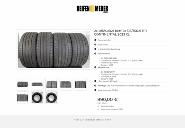2x 285/40R21 109Y 2x 315/35R21 111Y CONTINENTAL 2023 XL #1OFY – Bild 9