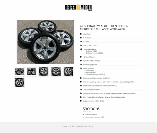 4 ORIGINAL 17" ALUFELGEN FELGEN MERCEDES C-KLASSE W206 A206 #1JUC – Bild 7