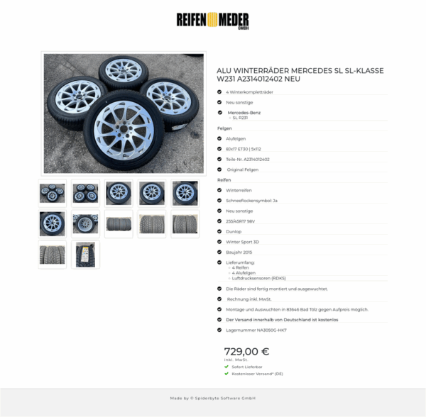 ALU WINTERRÄDER MERCEDES SL SL-KLASSE W231 A2314012402 NEU #132B – Bild 13