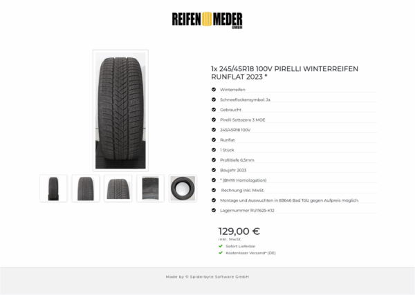 1x 245/45R18 100V PIRELLI WINTERREIFEN RUNFLAT 2023 * #1XHH – Bild 6