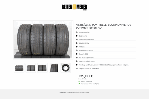 4x 235/55R17 99V PIRELLI SCORPION VERDE SOMMERREIFEN AO #19FJ – Bild 6