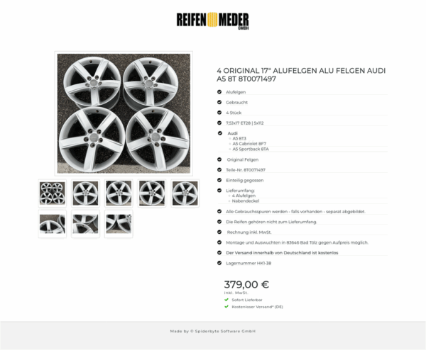 4 ORIGINAL 17" ALUFELGEN ALU FELGEN AUDI A5 8T 8T0071497  #1DOI – Bild 9