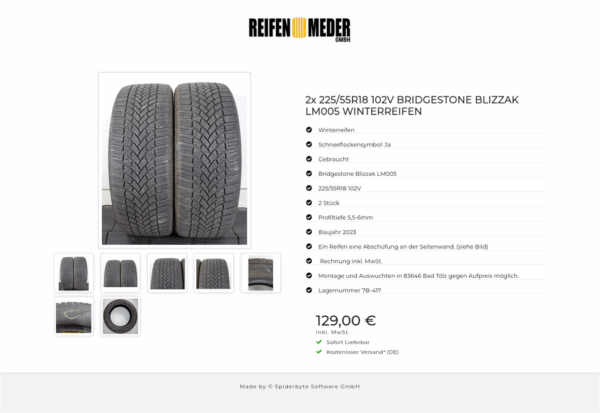 2x 225/55R18 102V BRIDGESTONE BLIZZAK LM005 WINTERREIFEN #1SQT – Bild 8