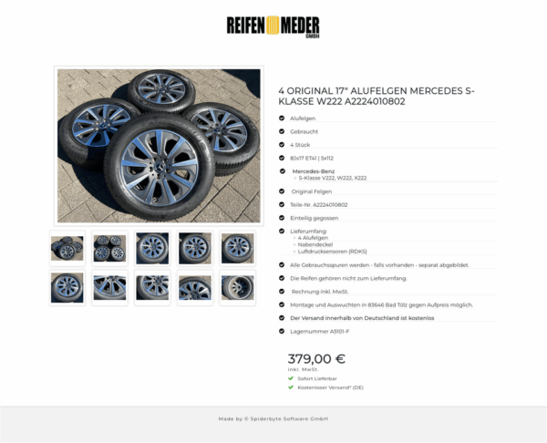 4 ORIGINAL 17" ALUFELGEN MERCEDES S-KLASSE W222 A2224010802 #1ULX – Bild 11
