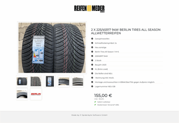 2 X 225/45R17 94W BERLIN TIRES ALL SEASON ALLWETTERREIFEN #11VV – Bild 8