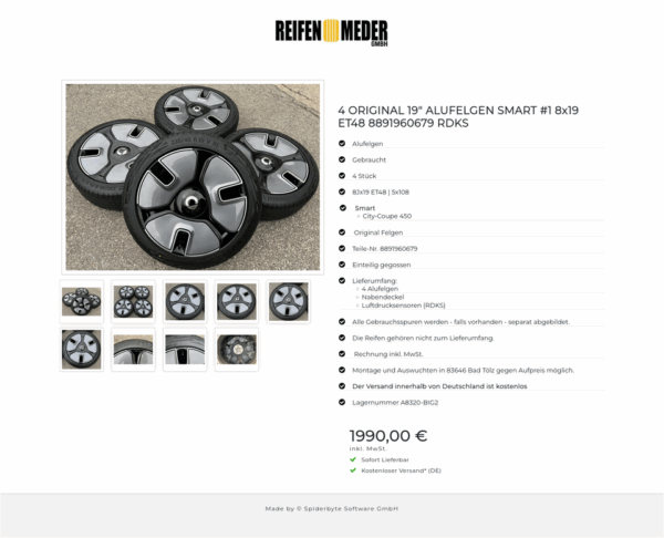 4 ORIGINAL 19" ALUFELGEN SMART #1 8x19 ET48 8891960679 RDKS #1JSZ – Bild 10