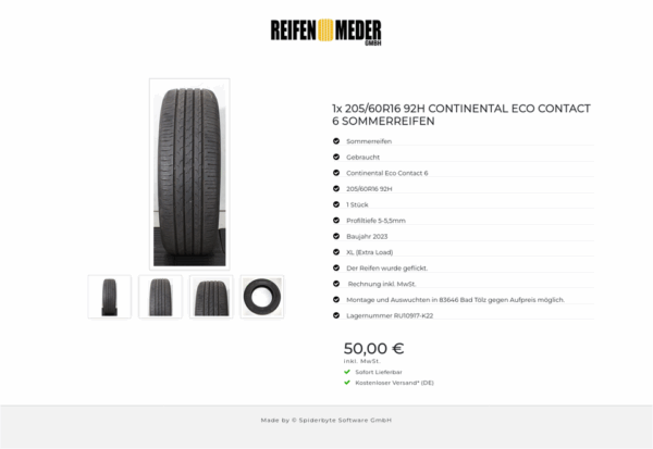 1x 205/60R16 92H CONTINENTAL  ECO CONTACT 6 SOMMERREIFEN #1TCZ – Bild 5