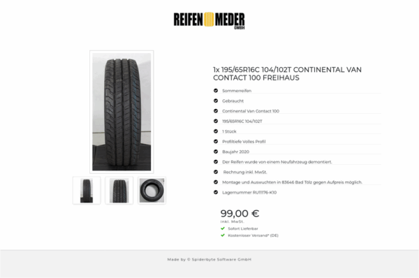 1x 195/65R16C 104/102T CONTINENTAL VAN CONTACT 100 FREIHAUS #1USK – Bild 4