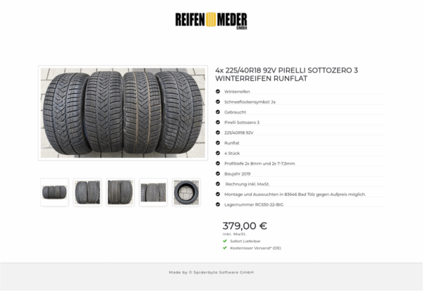 4x 225/40R18 92V PIRELLI SOTTOZERO 3 WINTERREIFEN RUNFLAT #3758 – Bild 6