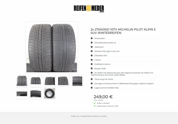 2x 275/40R21 107V MICHELIN PILOT ALPIN 5 SUV WINTERREIFEN #1QWG – Bild 9