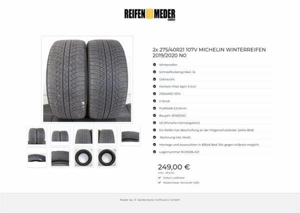 2x 275/40R21 107V MICHELIN WINTERREIFEN 2019/2020 N0 #1ONB – Bild 10