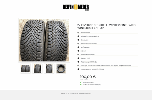 2x 185/50R16 81T PIRELLI WINTER CINTURATO WINTERREIFEN TOP #5911 – Bild 5
