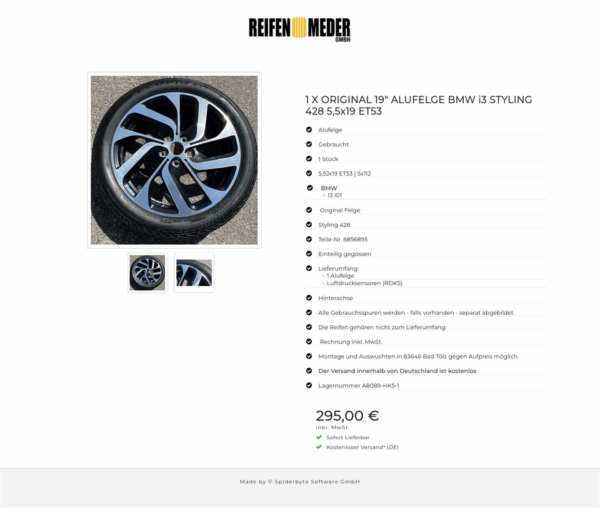 1 X ORIGINAL 19" ALUFELGE BMW i3 STYLING 428 5,5x19 ET53 #1IBK – Bild 3