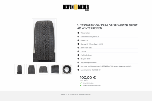 1x 295/40R20 106V DUNLOP SP WINTER SPORT 4D WINTERREIFEN #1SJS – Bild 6
