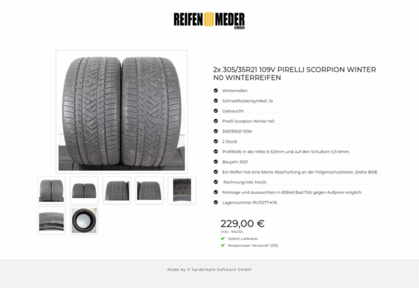 2x 305/35R21 109V PIRELLI SCORPION WINTER N0 WINTERREIFEN #1V7B – Bild 8