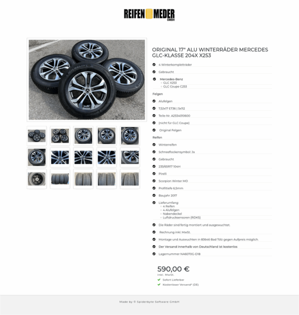 ORIGINAL 17" ALU WINTERRÄDER MERCEDES GLC-KLASSE 204X X253 #1A4G – Bild 16