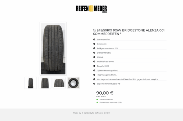 1x 245/50R19 105W BRIDGESTONE ALENZA 001 SOMMERREIFEN * #1MQC – Bild 5