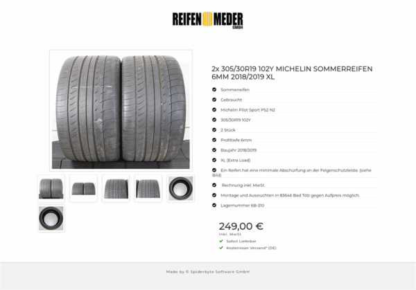 2x 305/30R19 102Y MICHELIN SOMMERREIFEN 6MM 2018/2019 XL #1XKE – Bild 7