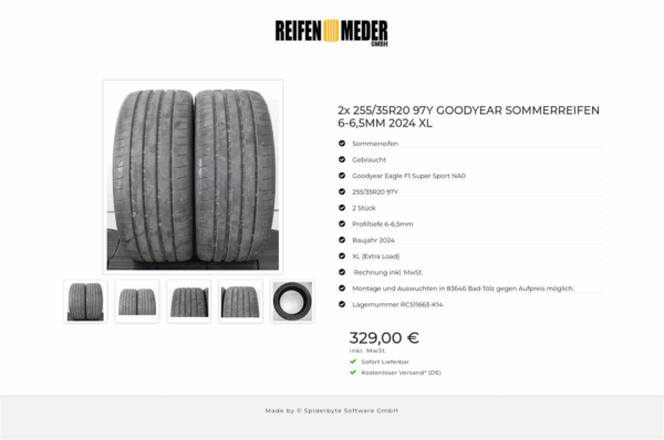 2x 255/35R20 97Y GOODYEAR SOMMERREIFEN 6-6,5MM 2024 XL #1Y9J – Bild 6
