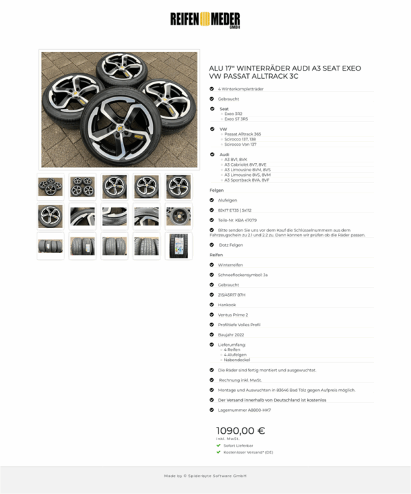 ALU 17" WINTERRÄDER AUDI A3 SEAT EXEO VW PASSAT ALLTRACK 3C #1UCI – Bild 16