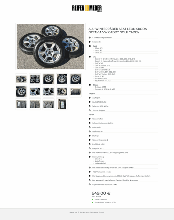 ALU WINTERRÄDER SEAT LEON SKODA OCTAVIA VW CADDY GOLF CADDY #198F – Bild 15