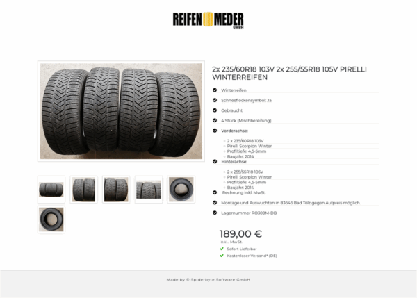 2x 235/60R18 103V 2x 255/55R18 105V PIRELLI WINTERREIFEN #2256 – Bild 7