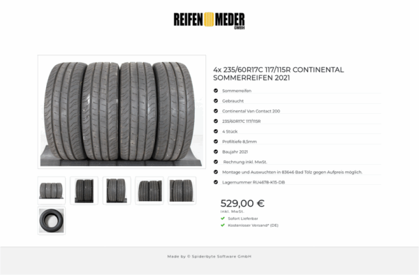 4x 235/60R17C 117/115R CONTINENTAL SOMMERREIFEN 2021 #140R – Bild 7