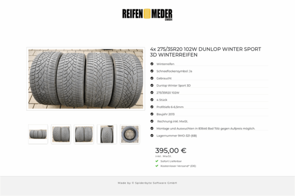 4x 275/35R20 102W DUNLOP WINTER SPORT 3D WINTERREIFEN #10ZE – Bild 6